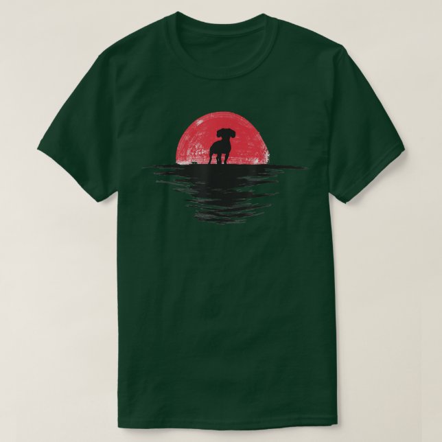 Cav-a-Jack japanischer Sunset Retro Dog Red T-Shirt (Design vorne)