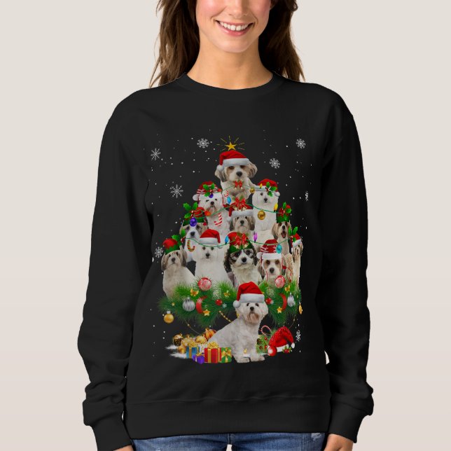 Cavachon Christmas Tree Lights Funny Dog Xmas Gesc Sweatshirt (Vorderseite)