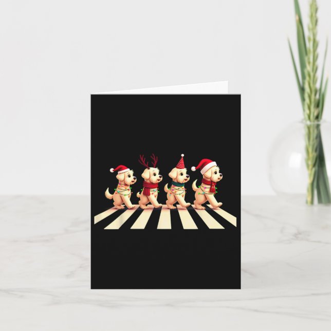 Cavachon Dog Crossing Road Xmas Karte (Vorderseite)