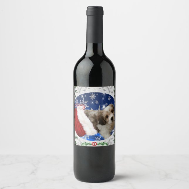 Cavachon Weihnachten Weinetikett (Vorderseite)