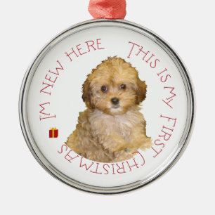 Cavachon Welpe erstes Weihnachten Ornament Aus Metall