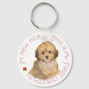 Cavachon-Welpe erstes Weihnachten Schlüsselanhänger