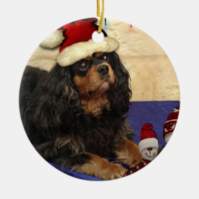 Cavalier Christmas Keramik Ornament (Vorne)