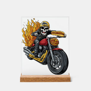Cavalier de Hot Dog � Crâne de Motard Drôle