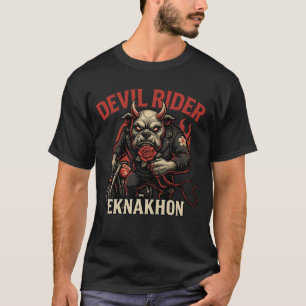 Cavalier du Diable – T-shirt Biker Bulldog Démon p