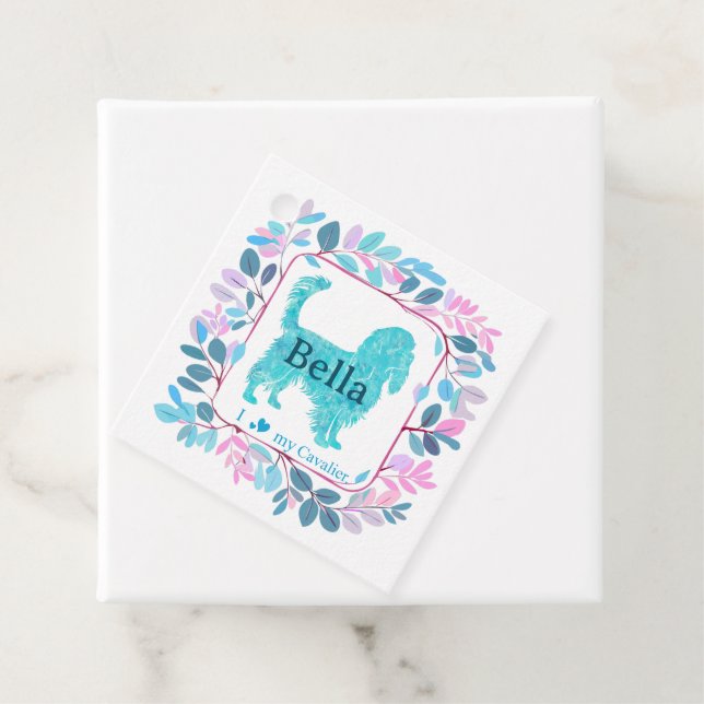 Cavalier Gift Tag – Personalized Pastel Blue Gift Geschenkanhänger (Beispiel)