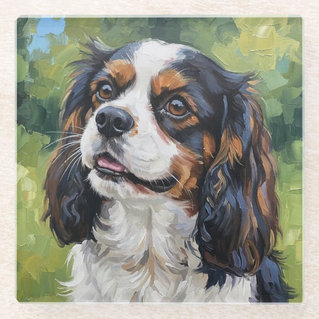 Cavalier Glass Coaster for Dog Lovers Glasuntersetzer (Vorderseite)