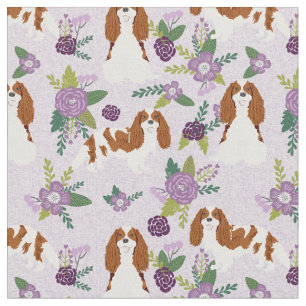 cavalier kc spaniel dog lavender florale stoff