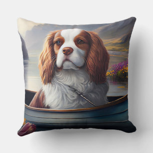 Cavalier King auf einem Paddel: Ein Landschaftlich Kissen