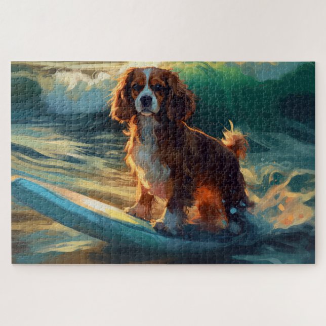 Cavalier King Beach Surfen Malerei (Horizontal)