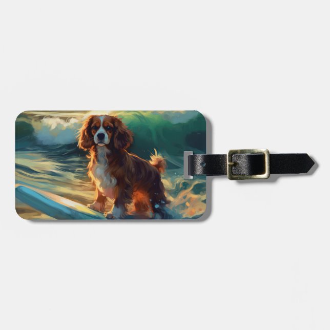 Cavalier King Beach Surfmalerei Gepäckanhänger (Vorderseite horizontal)