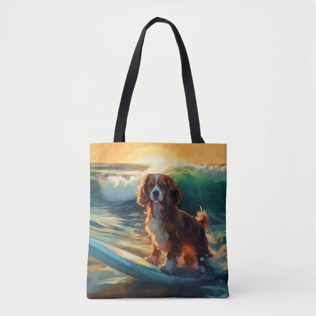 Cavalier King Beach Surfmalerei Tasche (Vorderseite)