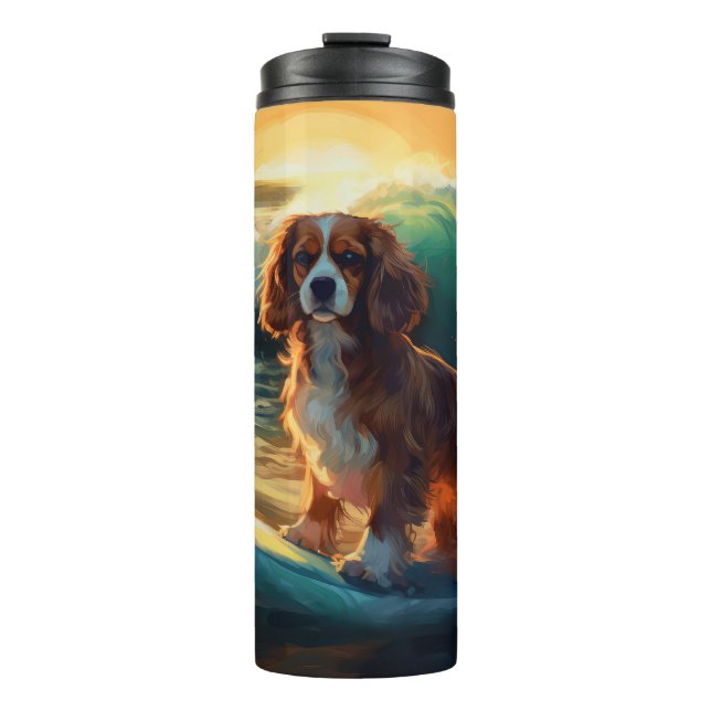 Cavalier King Beach Surfmalerei Thermosbecher (Vorderseite)