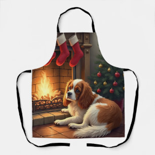 Cavalier King Charles am Kamin Weihnachten Schürze
