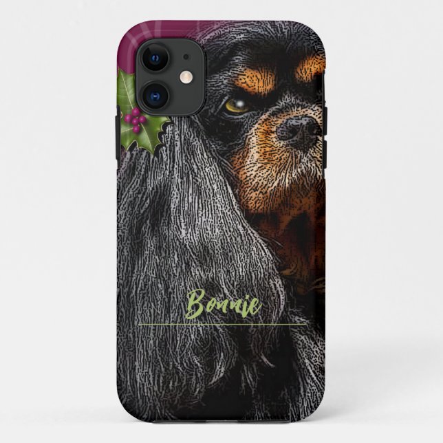 Cavalier King Charles, Black and Tan, Handy Case (Rückseite)