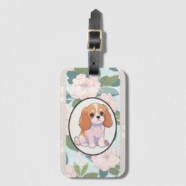 Cavalier King Charles Blume Hintergrund Gepäckanhänger