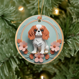 Cavalier King Charles Blume Papier schneiden Kunst Keramik Ornament