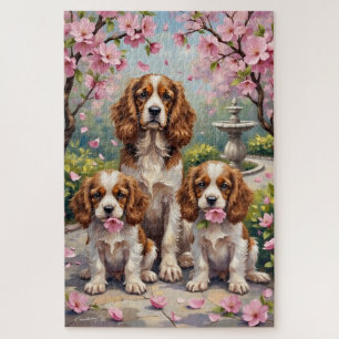 Cavalier King Charles Blütengarten Kunst