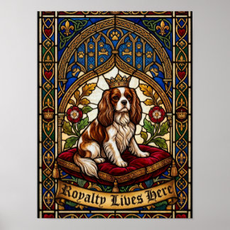 Cavalier King Charles Buntglas-Hundekunst Poster
