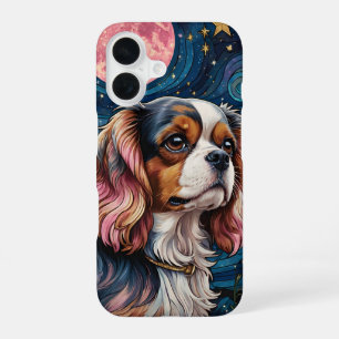 Cavalier King Charles Buntglas Sterne Mond iPhone 16 Hülle