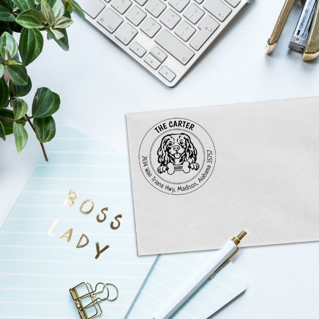 Cavalier King Charles Dog Rücksendeadresse Family Gummistempel (Von Creator hochgeladen)