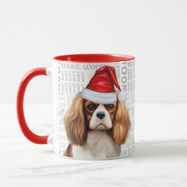 Cavalier King Charles Dog Santa auf dem Hintergrun Tasse