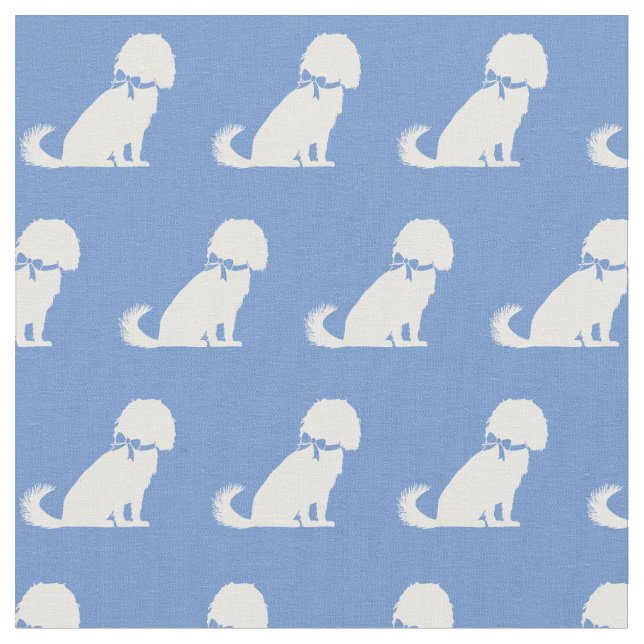 Cavalier King Charles Dog Silhouette Light Blue Stoff (Nahaufnahme)