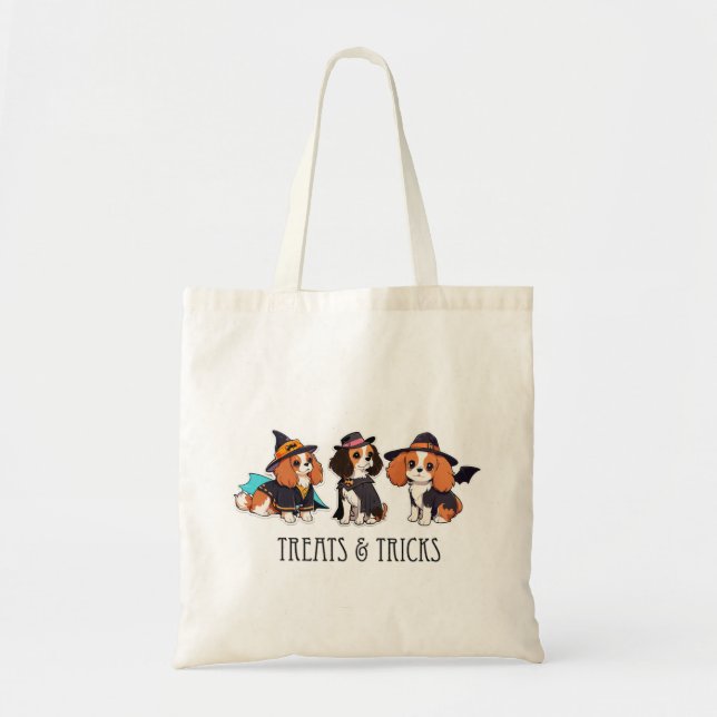 Cavalier King Charles halloween Leckereien & Trick Tragetasche (Vorne)
