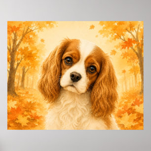 Cavalier King Charles Herbst Hund Poster