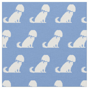 Cavalier King Charles Hund Silhouette Hellblau Stoff