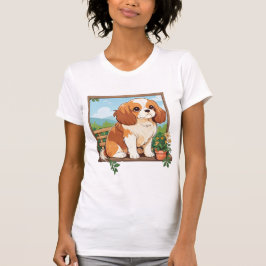 Cavalier King Charles Pastel mit Blume T-Shirt