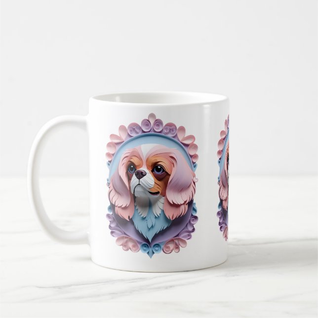 Cavalier King Charles Pastel Papier Schneiden Kuns Kaffeetasse (Links)
