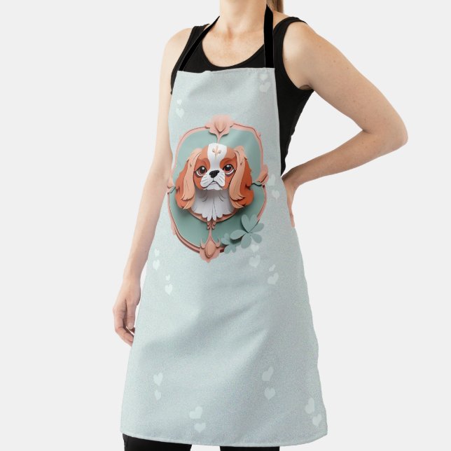Cavalier King Charles Pastel Papier Schneiden Kuns Schürze (InSitu)