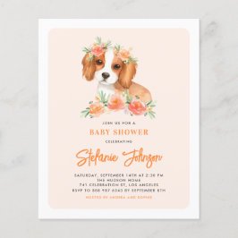 Cavalier King Charles Peach Baby Shower Einladung