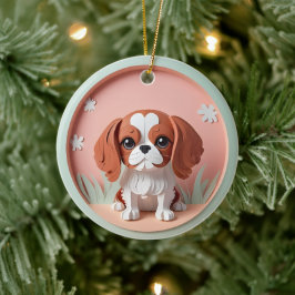 Cavalier King Charles Pink Pastellpapier schneiden Keramik Ornament
