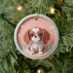 Cavalier King Charles Pink Pastellpapier schneiden Keramik Ornament