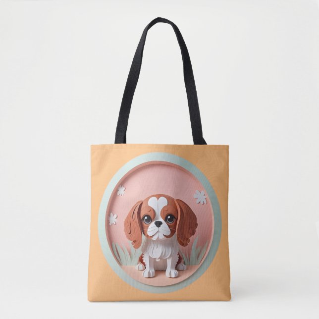 Cavalier King Charles Pink Pastellpapier schneiden Tasche (Vorderseite)