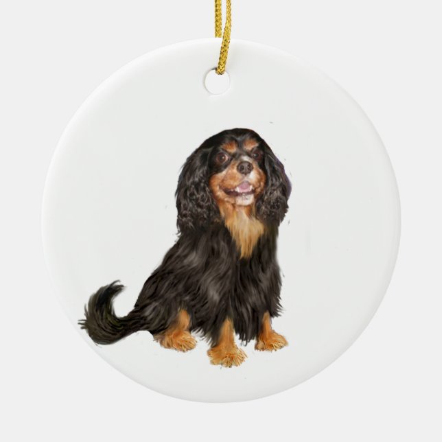 Cavalier King Charles (R) - Black and tan.png Keramikornament (Vorne)