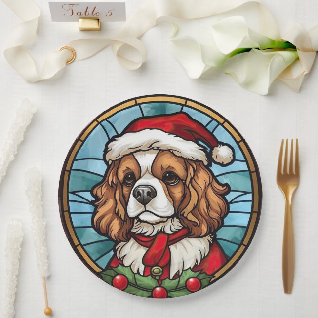 Cavalier King Charles Spanel Glass Weihnachtsfeier Pappteller (Hochzeit)