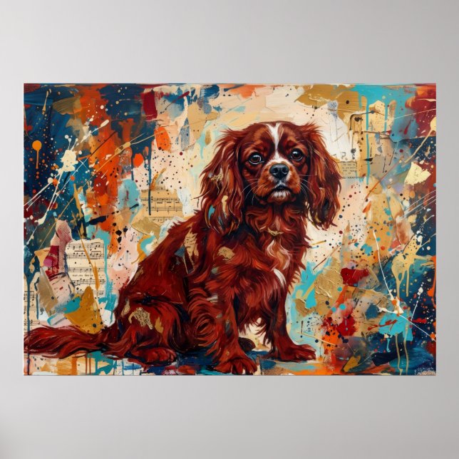 Cavalier King Charles Spaniel Abstract Art Poster  (Vorne)