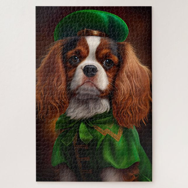 Cavalier King Charles Spaniel am St. Patrick's Day (Vertikal)