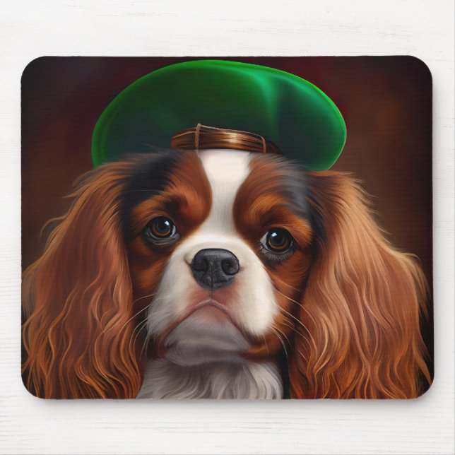 Cavalier King Charles Spaniel am St. Patrick's Day Mousepad (Vorne)