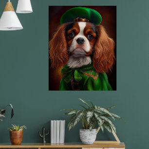 Cavalier King Charles Spaniel am St. Patrick's Day Poster