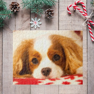 Cavalier King Charles Spaniel auf einer Schneefloc
