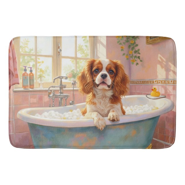 Cavalier King Charles Spaniel Badezeit Elegant Ba Badematte (Vorderseite)
