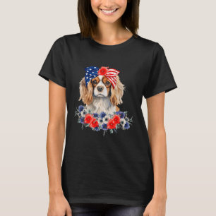 Cavalier King Charles Spaniel Bandana Usa Flag 4. T-Shirt
