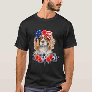 Cavalier King Charles Spaniel Bandana Usa Flag 4. T-Shirt