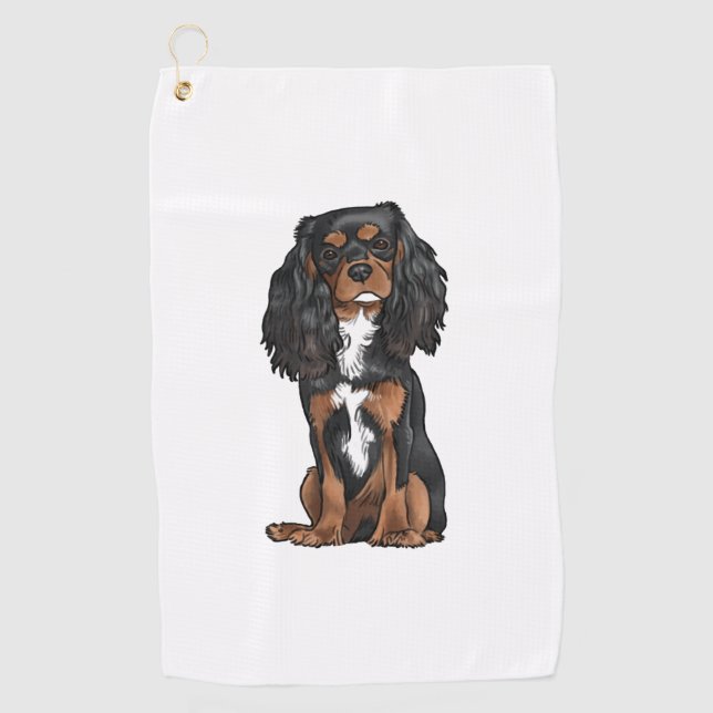Cavalier King Charles Spaniel - Black and Tan Golfhandtuch (Vorderseite)