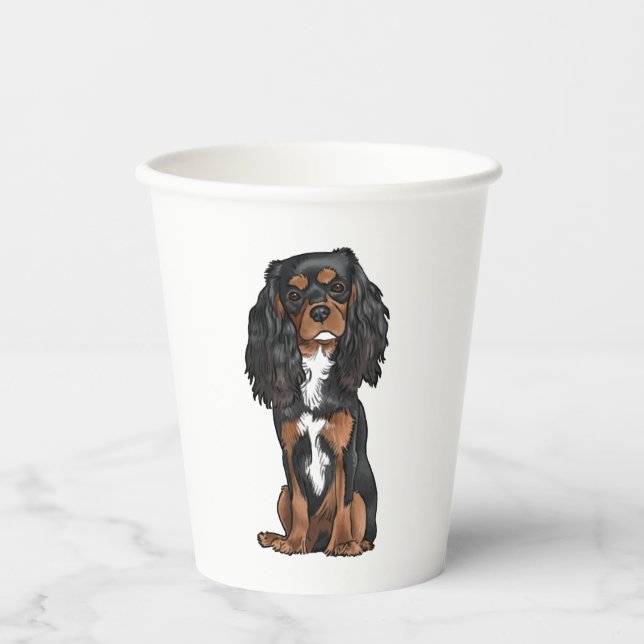 Cavalier King Charles Spaniel - Black and Tan Pappbecher (Vorderseite)