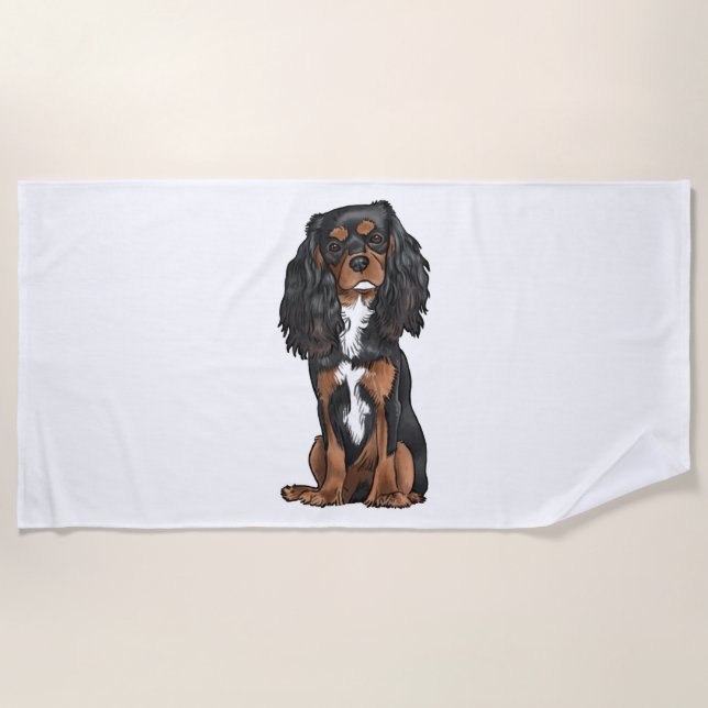 Cavalier King Charles Spaniel - Black and Tan Strandtuch (Vorderseite)